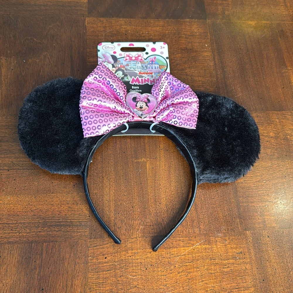 Disney Minnie Mouse Black Ears Pink Sequin Look Headband